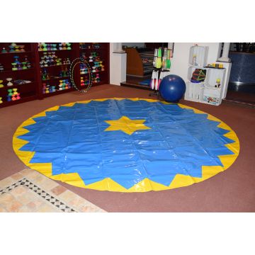 Circus Carpet | Circus Sheet | Diameter 4 meters Blue/Yellow with Serrated edge